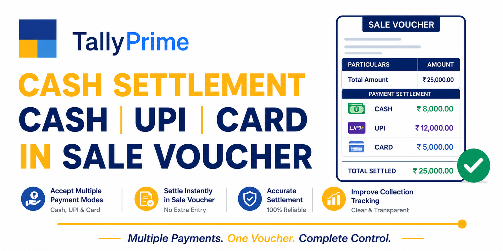 Settlement Details - Cash / UPI / Card